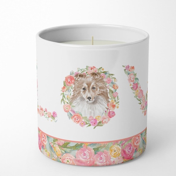 Carolines Treasures 3.75 x 3.25 in. Unisex Sheltie No.5 Love 10 oz Decorative Soy Candle WDK4488CDL - main